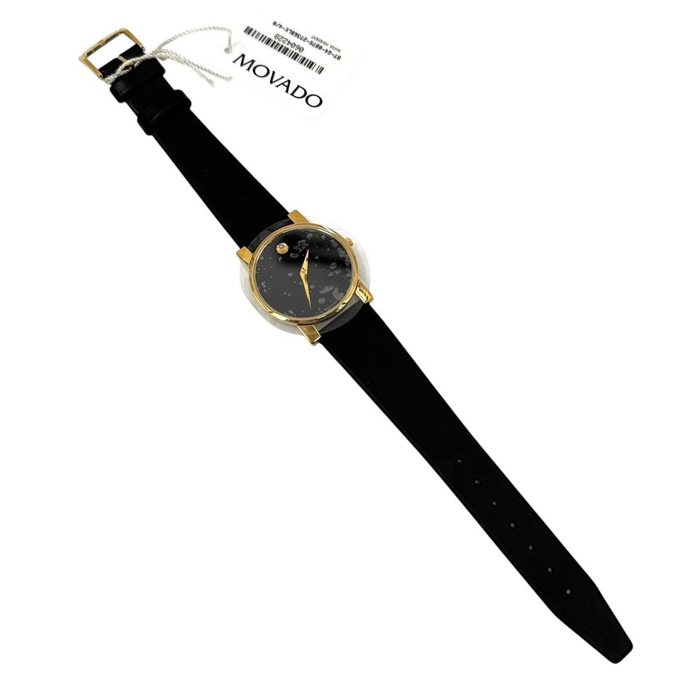 Movado Museum Watch 0604228 Stainless Steel Sapphire Crystal Swiss Made Black